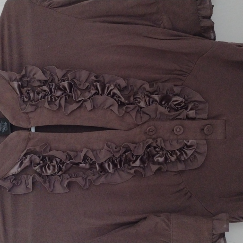 Brown Ruffled Women's Top M - Picture 2 of 4